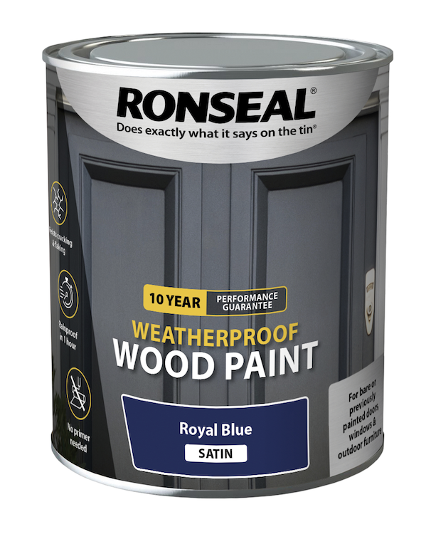 Ronseal 10 Year Weatherproof Satin Wood Paint 750ml Royal Blue
