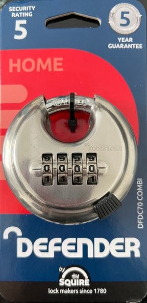 Defender Combi Recordable Disc Padlock 70mm