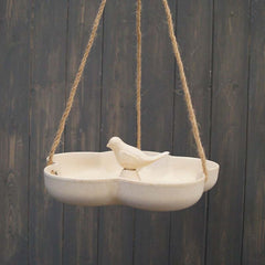 Earthy Sustainable Hanging Bird Bath Feeder Natural