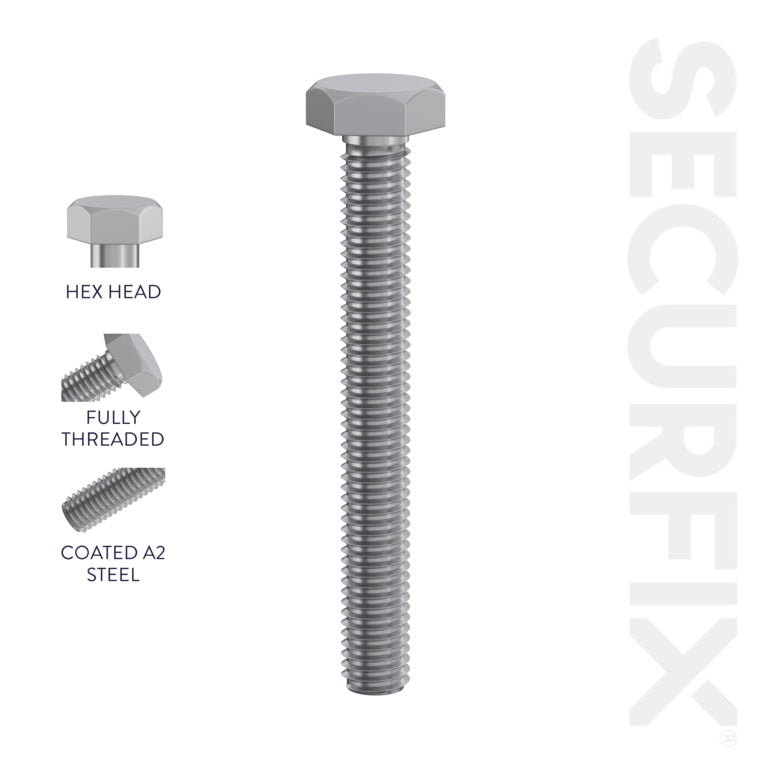 Securfix Hexagon Head Set Screws 100 Pack M10 x 30mm