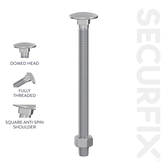 Securfix Carriage Bolt 20 Pack M6 x 40mm