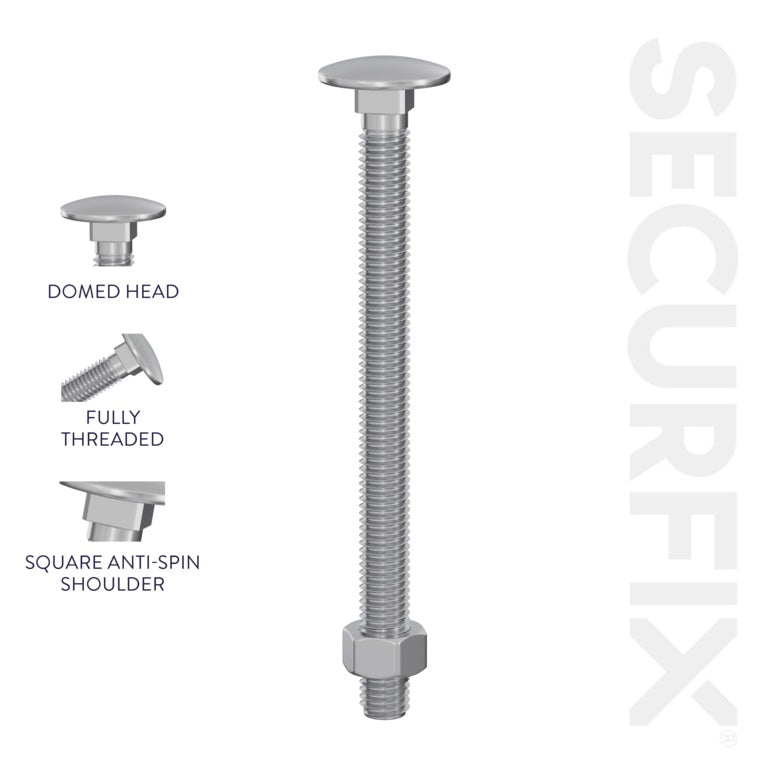 Securfix Carriage Bolt 5 Pack M12 x 130mm