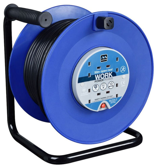 Masterplug Open Cable Reel 4 Gang 50m / 240v