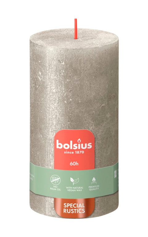 Bolsius Rustic Pillar Candle Shimmer Champagne 130mm x 68mm