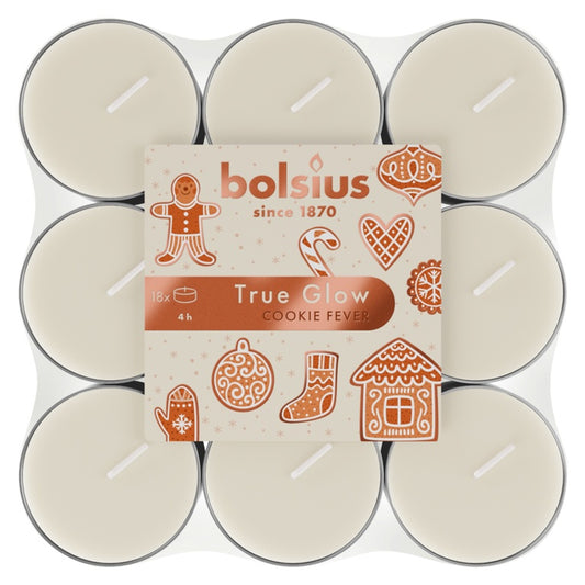 Bolsius True Glow Fragrance Tealight Cookie Fever / Ivory Pack Of 18