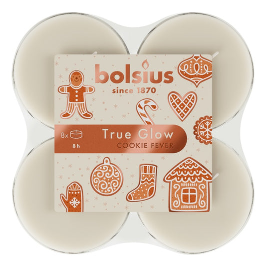 Bolsius Maxi Light Clear Cup Cookie Fever / Ivory Pack Of 8
