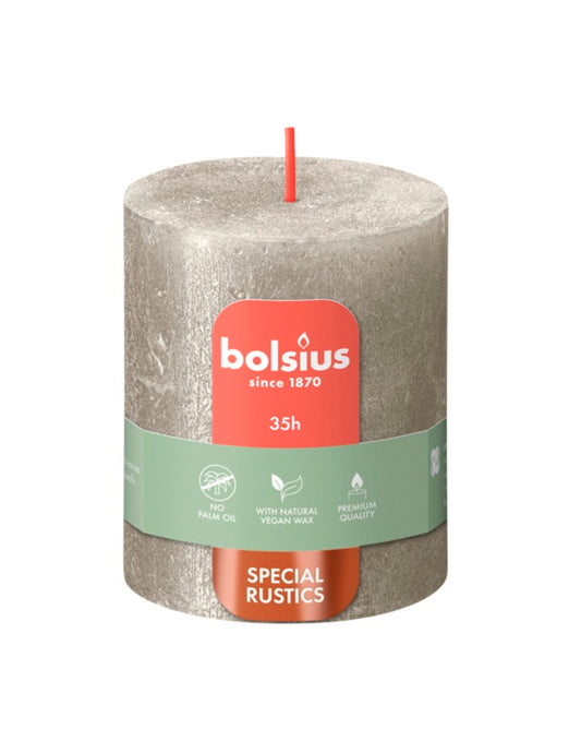 Bolsius Rustic Pillar Candle Shimmer Champagne 80mm x 68mm