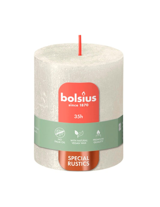 Bolsius Rustic Pillar Candle Shimmer Ivory 80mm x 68mm