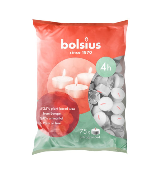 Bolsius Tea Light White Bag Of 75