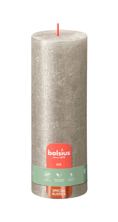 Bolsius Rustic Pillar Candle Shimmer Champagne 190mm x 68mm