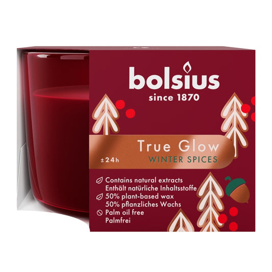 Bolsius True Glow Fragrance Winterspice / Red 63mm x 90mm