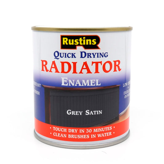 Rustins Quick Dry Radiator Paint Grey Satin 500ml