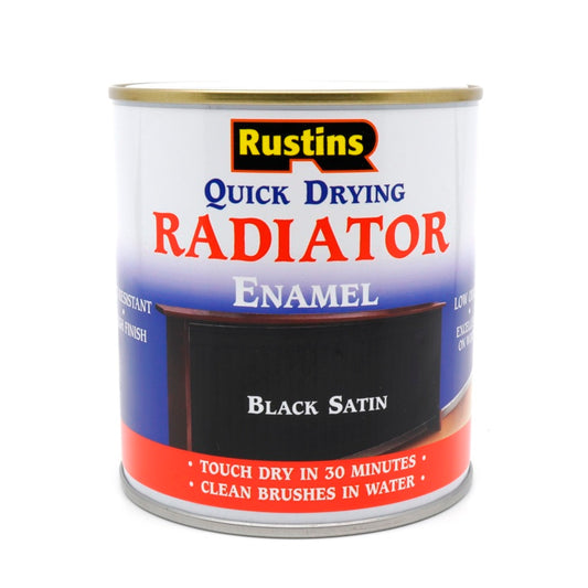 Rustins Quick Dry Radiator Paint Black Satin 250ml