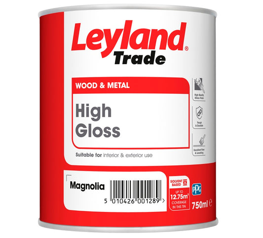 Leyland Trade High Gloss Magnolia 750ml