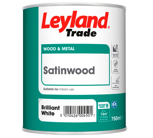 Leyland Trade Satinwood Brilliant White 750ml