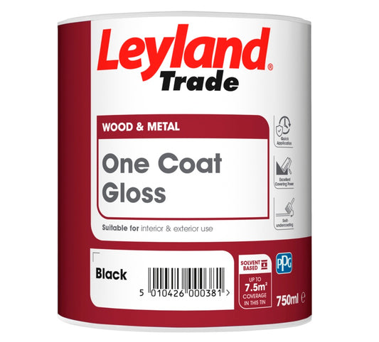 Leyland Trade One Coat Gloss Black 750ml