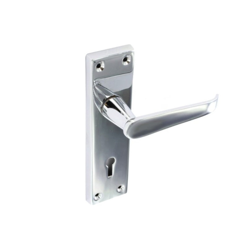 Securit Chrome Flat Lock Handles (Pair) 150mm