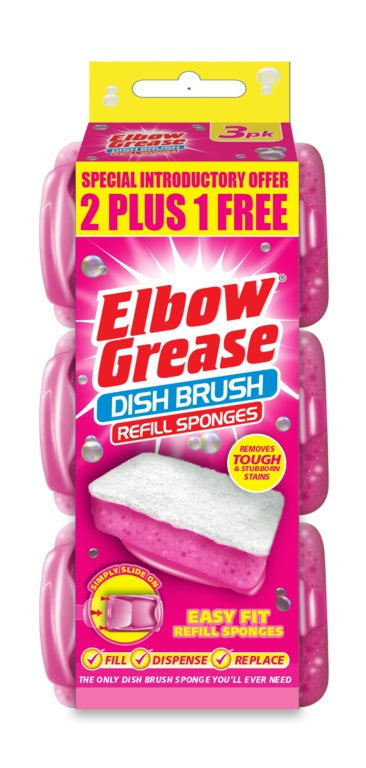 Elbow Grease Pink Dish Brush Refill 3 Pack