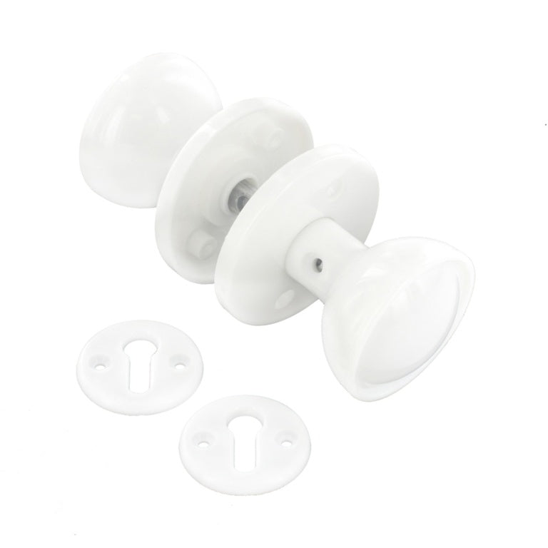 Securit Plastic Mortice Knob Set White 60mm