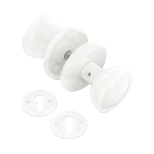 Securit Plastic Mortice Knob Set White 60mm