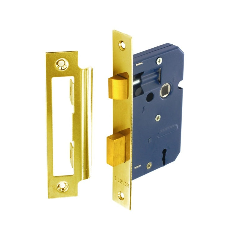 Securit 3 Lever Sashlock Brass Plated with 2 Keys 63mm