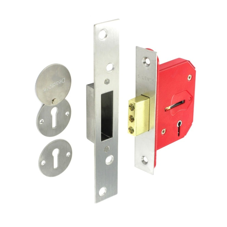 Securit 5 Lever Deadlock 63mm Nickel Plated