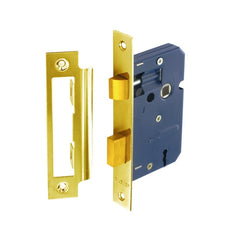 Securit 3 Lever Sash Lock Brass Plated with 2 Keys 75mm