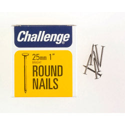 Challenge Round Wire Nails Bright Steel (Box Pack) 25mm
