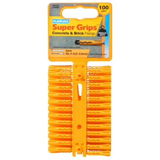 Plasplugs Supergrip Fixings Yellow 100 Pack