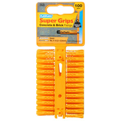 Plasplugs Supergrip Fixings Yellow 100 Pack
