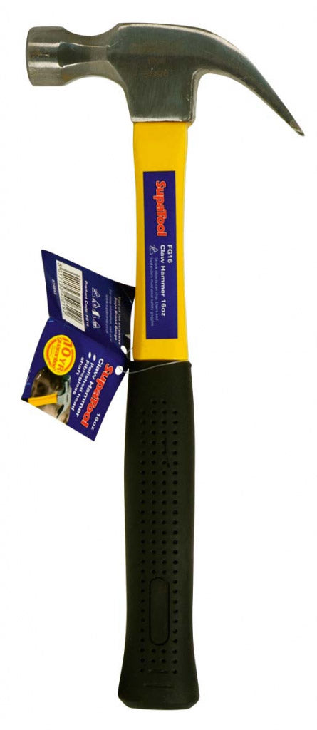 SupaTool Claw Hammer With Fibreglass Shaft 16oz