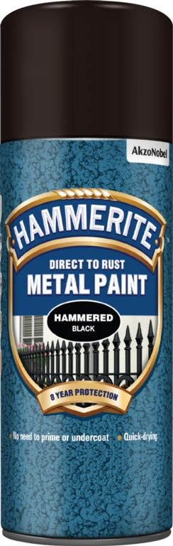 Hammerite Metal Paint 400ml Aerosol Hammered Black