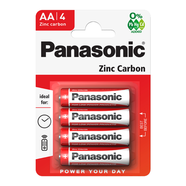 Panasonic Zinc Carbon Batteries Pack 4 AA Size
