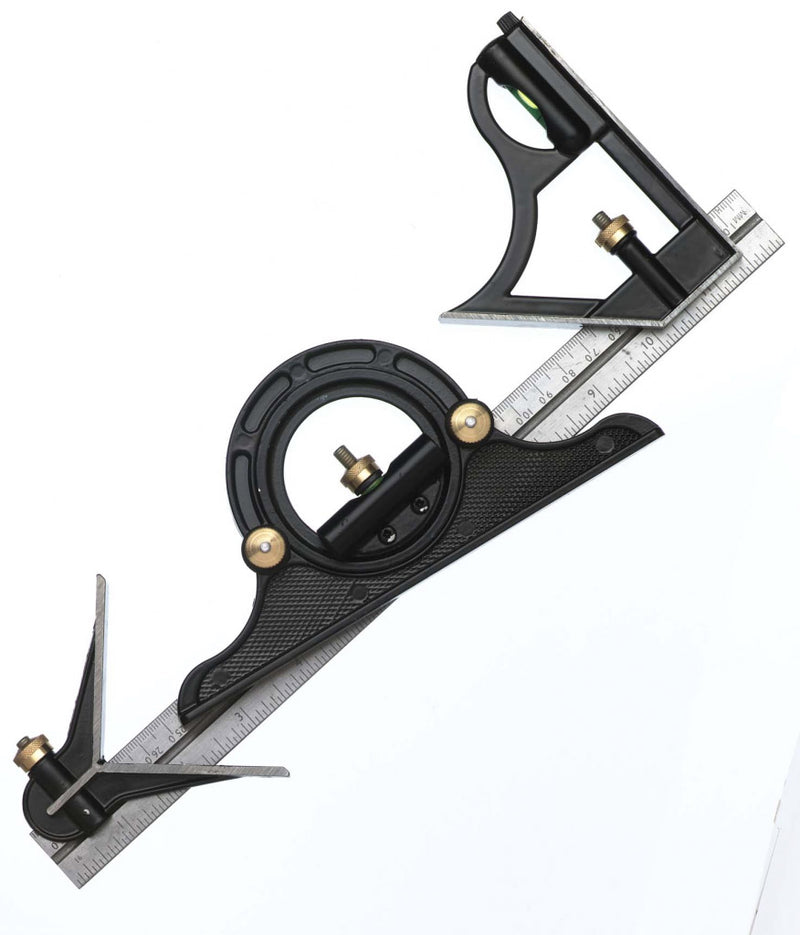 Fisher Combination Square English & Metric Markings 12"/300mm Protractor Set