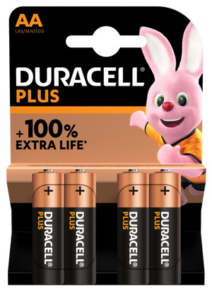Duracell Plus Power Batteries AA Pack 4
