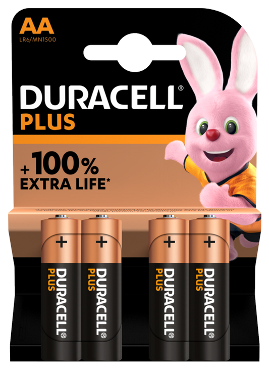 Duracell Plus Power Batteries AA Pack 4