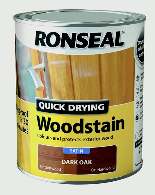 Ronseal Quick Drying Woodstain Satin 750ml Dark Oak