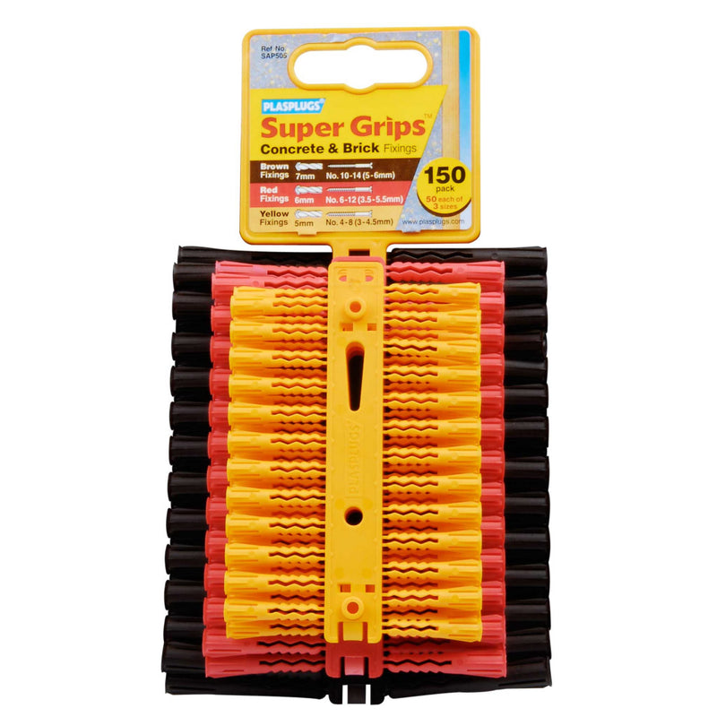 Plasplugs Super Grips Fixings Mixed 150 Pack