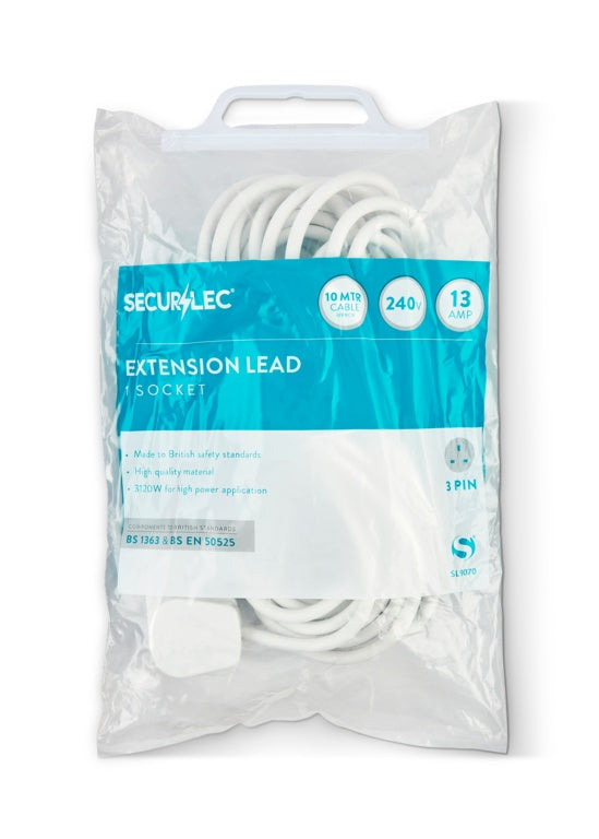 Securlec 1 Gang Extension Lead 10m 13 Amp