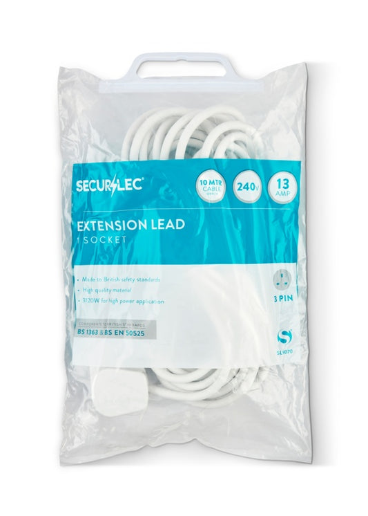 Securlec 1 Gang Extension Lead 10m 13 Amp