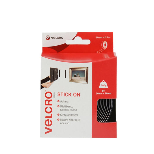 VELCRO® Brand Stick On Tape 20mm x 2.5m Black