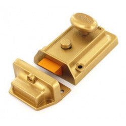 Securit Champagne finish nightlatch + Brass cylinder Standard