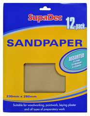 SupaDec General Purpose Sandpaper Pack 12 Assorted