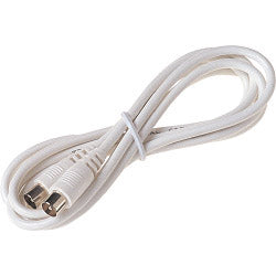 Dencon 2m TV Fly Lead Coax Plug to Coax Plug, White Skin Packed