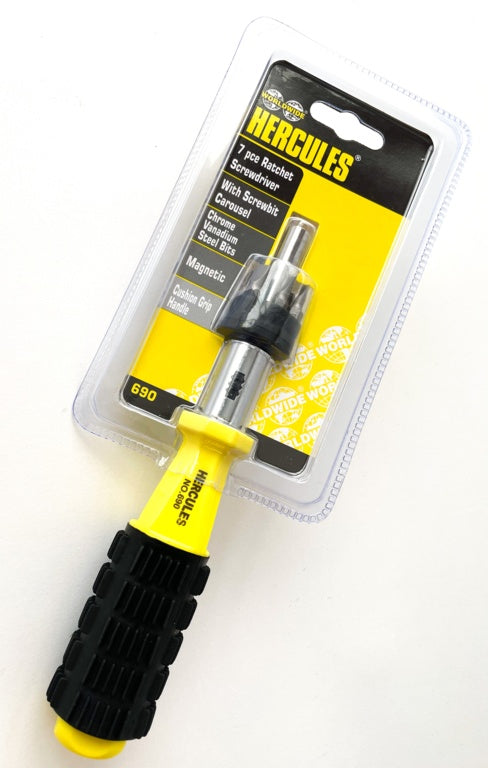 Hercules Ratchet Screwdrivers (7 Piece) Flat:4,5,6mm;Pozi:No.1,2,3