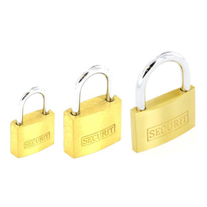 Securit Brass Padlocks Assorted Sizes (12) 20mm, 25mm, 30mm