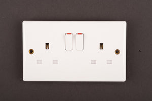 Securlec 2 Gang Switched Socket Double Pole Round Edge