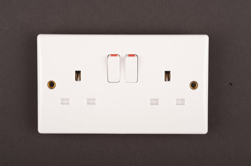 Securlec 2 Gang Switched Socket Double Pole Round Edge