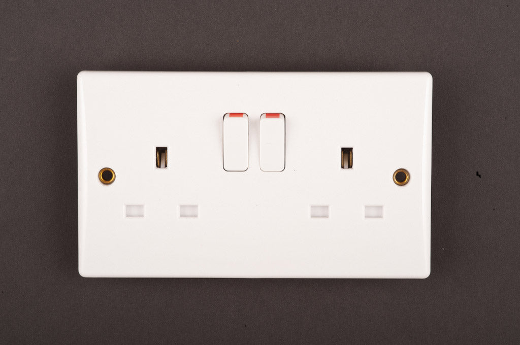 Securlec 2 Gang Switched Socket Double Pole Round Edge
