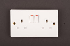 Securlec 2 Gang Switched Socket Double Pole Round Edge
